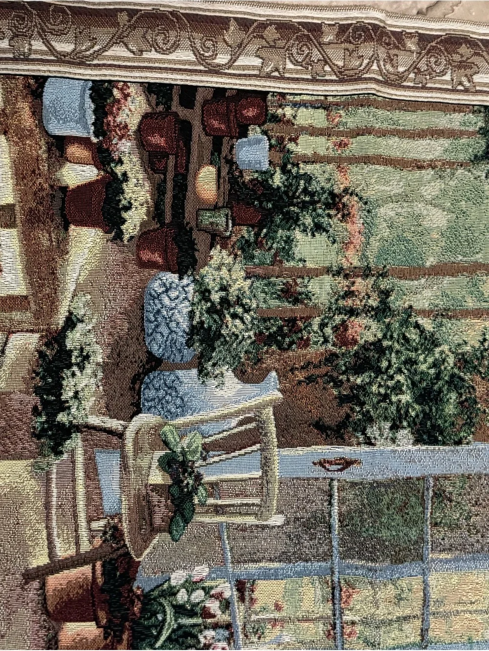 “French Doors Garden Room” jacquard-woven wall tapestry